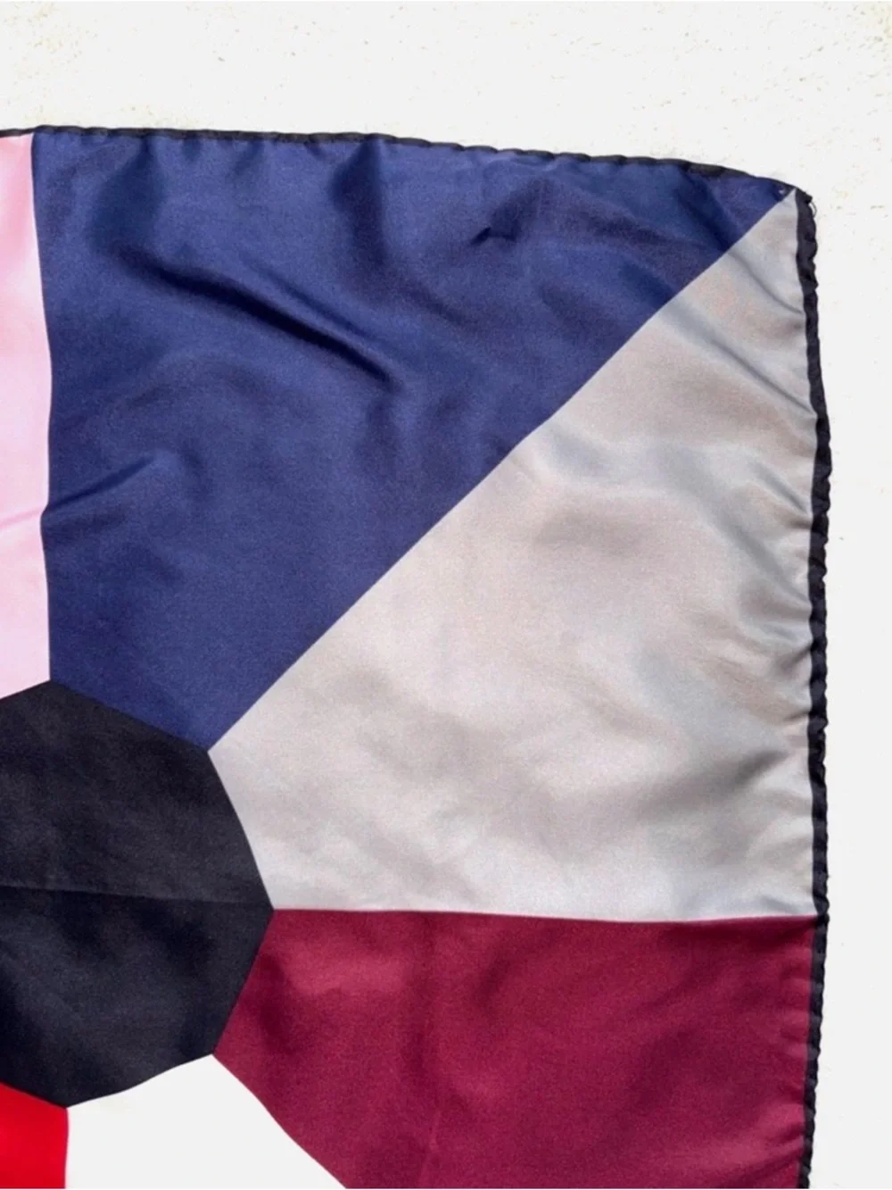 Vintage Italian Silk Scarf Geometric Colorblock Square Made in Italy
